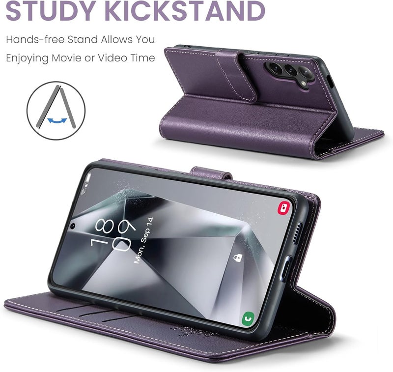 FLIPALM Wallet Case for Samsung Galaxy S24 Plus/S24+,RFID Blocking Credit Card Holder,PU Leather Folio Flip Kickstand Protective Shockproof Cover for Galaxy S24 Plus (Purple, for S24 Plus/S24+ - 6.7") - Image 4